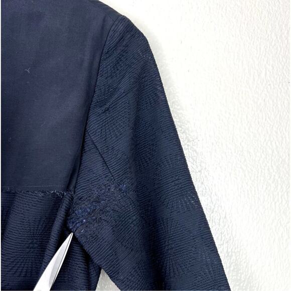 MARNI Brocade Textured Navy Trench Jacket Navy Blue Snap Button Mid Length 40 - Picture 10 of 12
